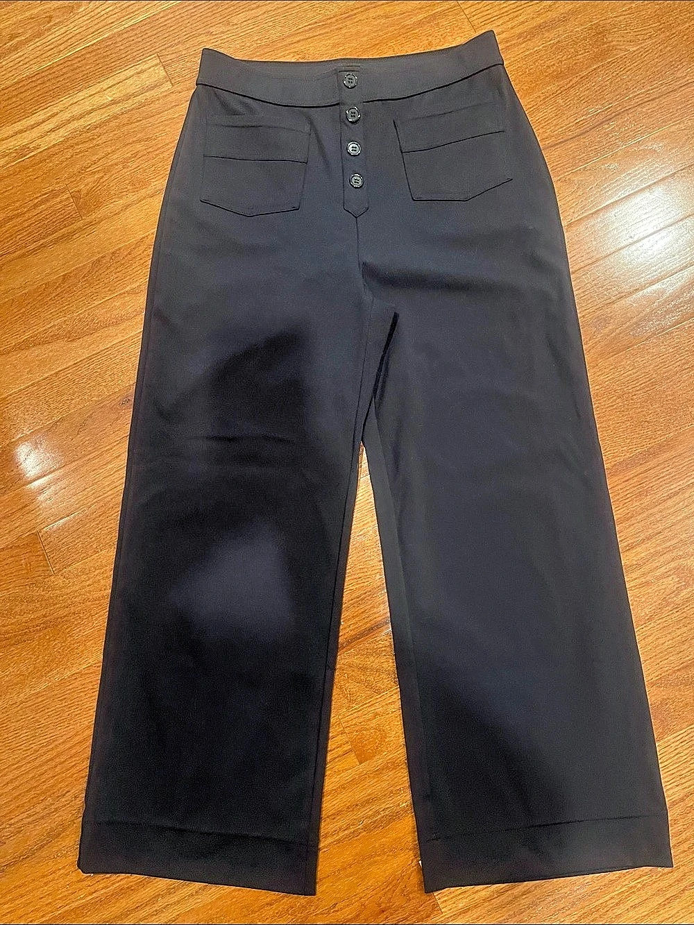 Halara High Rise Button Front Wide Leg Pants Black Large